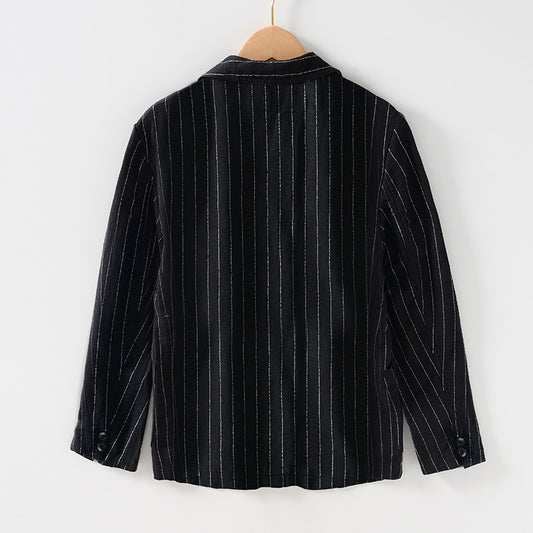Spring And Autumn Vintage Stripe Loose Ramie Suit