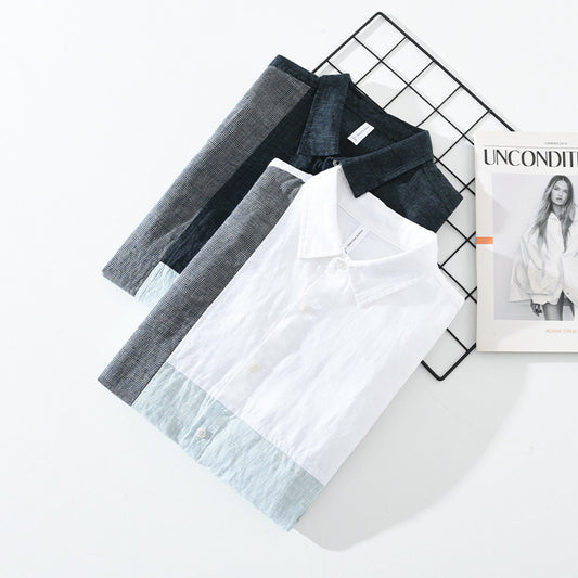 Stitching Contrast Color Long Sleeves Shirt Men