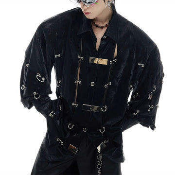 Heavy Metal Buckle Hollow Shirt