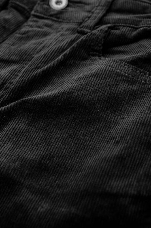 Black Corduroy Flare Pants With Leopard Print at the Bottom