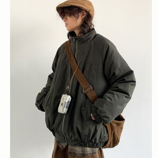 Vintage Personalized Cut Solid Color Cotton Jacket